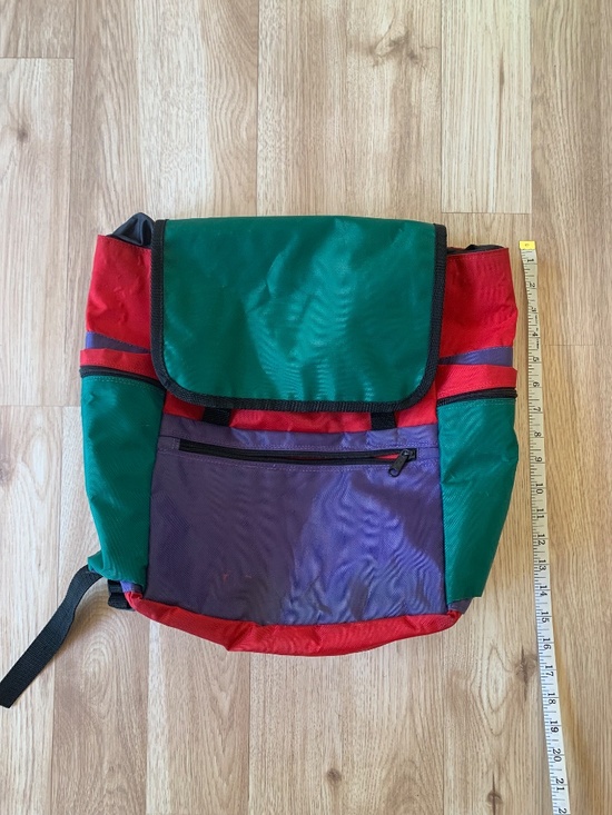 Vintage 80s/90s GAP Red Purple Green Backpack – Retro Colorblock Streetwear main image 6